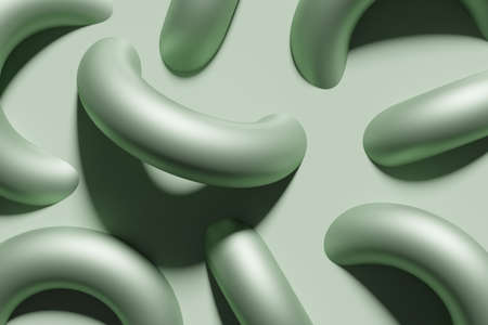 3d render of basil green abstract background with donut rings