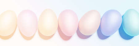 3d render of pastel colored Easter eggs on a gradient background for your spring projectの写真素材