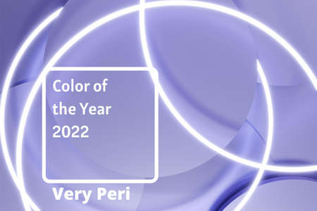 3d render abstract background with neon lights and text toned color of the year 2022の写真素材