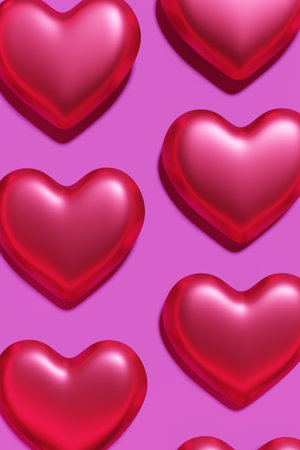 3d render of magenta color hearts pattern setting for Valentines day