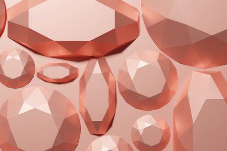 3d render of beautiful pink gemstone pattern on a pastel background for your glam project