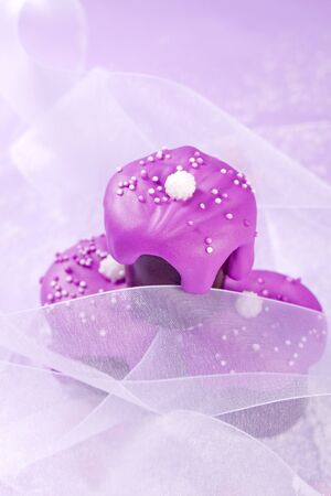 Wedding tartlet in pink romantic chocolate dessertの写真素材