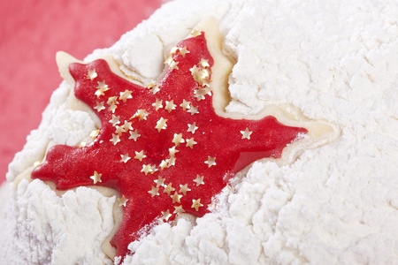 Star Christmas cookie and biscuit in powderの写真素材