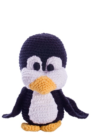 cute black and white penguin stuffed animalの写真素材