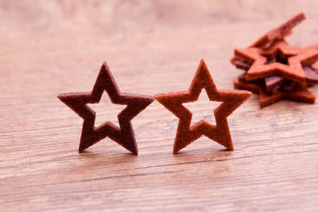 christmas star shape decoration on wooden background