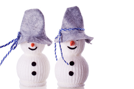 bavarian snowman with fedora hat の写真素材