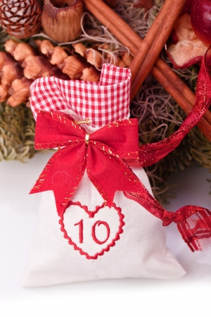 advent calendar christmas gift bag number tenの写真素材