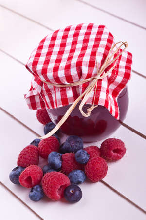 jar of homemade berry jam 