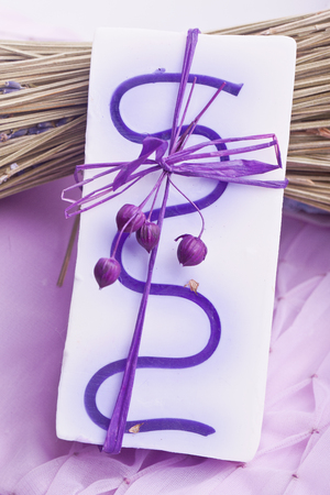 handmade natural lavender beauty soap barの写真素材