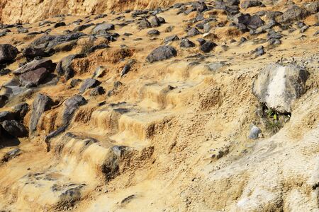Travertines of Jvari Pass in Kazbegi National Park, Georgiaの写真素材