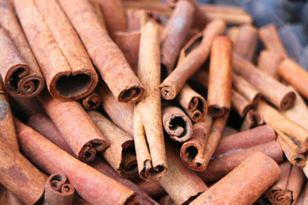 Cinnamon Sticks at a Market Stall, Dubai Soukの写真素材
