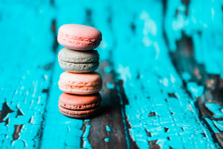 Macarons in different colorsの写真素材