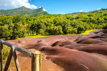The Seven colored earths near Chamarel, Mauritius, Africaの写真素材