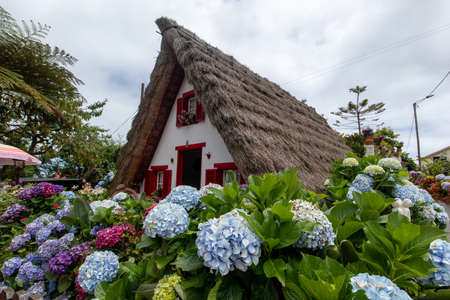 Traditional Cottage in Santana, Madeira, Portugalのeditorial素材