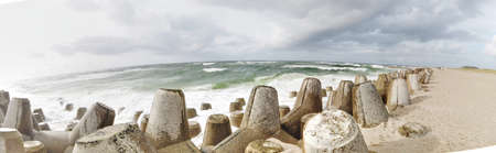 Tetrapods at Hoernum, Sylt, Germany, Europeの写真素材