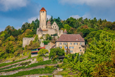 castle Hornberg, Neckarzimmern, Baden-WÃ¼rttemberg, Germanyのeditorial素材