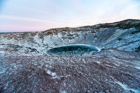 The beautiful Kerid crater in Iceland, Europeの写真素材