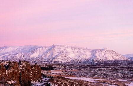 The Thingvellir National Park in Winter, Iceland, Europeの写真素材