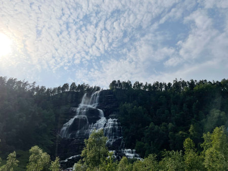 The Waterfall Tvindefossen in Norway, Scandinavia, Europe
