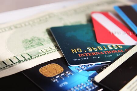 Credit cards and banknote  macro 