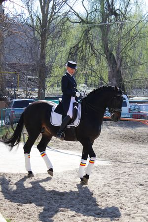 Horsewoman on the black horseのeditorial素材