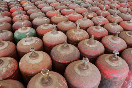 Gas cylinder rowsの写真素材