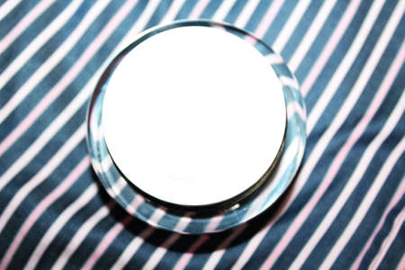 Blue strip textile background and creme box