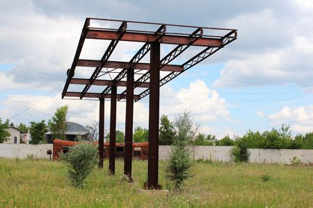 Abandoned rusty canopy gas stationの写真素材
