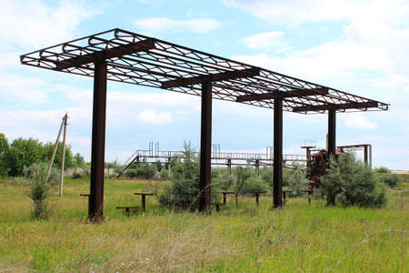Abandoned rusty canopy gas stationの写真素材