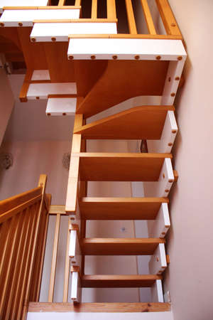 Long wooden oak staircaseの写真素材