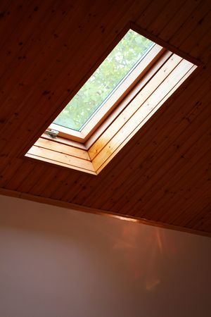 Roof skylight wooden windowの写真素材