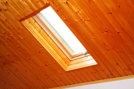 Roof skylight wooden windowの写真素材