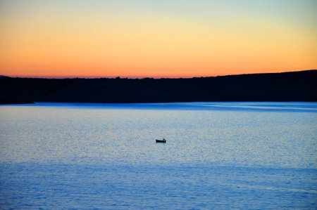 Lonely fisherboatの写真素材