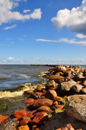 rocks on beachの写真素材