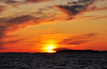 sunset above the seaの写真素材