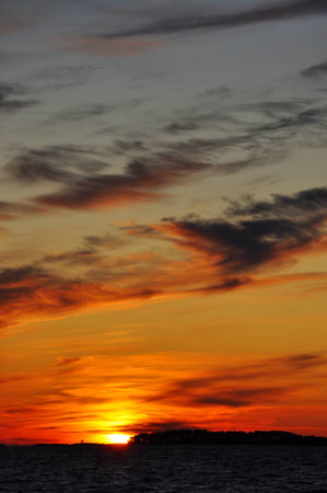 sunset in the skyの写真素材