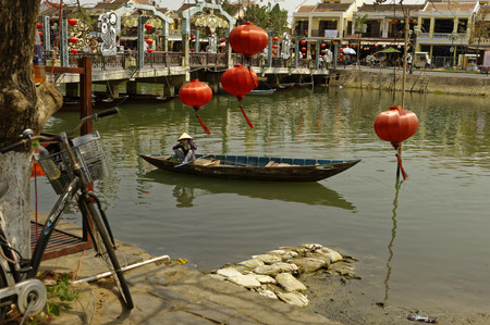 Fisherman's woman, Silk and tailor town HOI AN, VIETNAMのeditorial素材