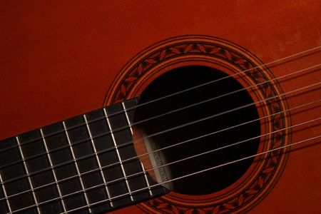 Classical acoustic guitar in low light