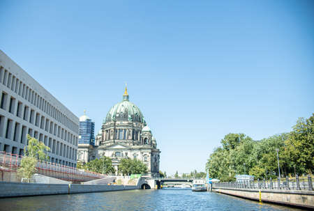 sightseeing boat tour through berlin germany on the spreeの写真素材