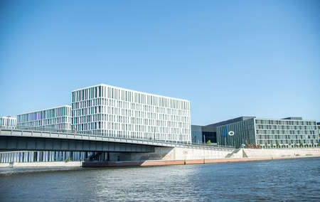 sightseeing boat tour through berlin germany on the spreeの写真素材