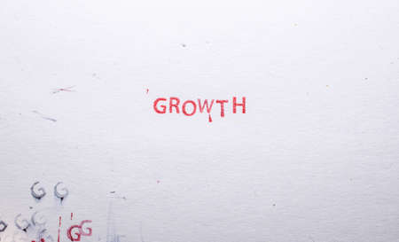 Social Media red stamped letters on white paperの写真素材