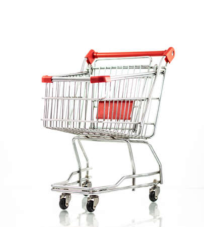 shopping cart isolated on white backgroundの写真素材