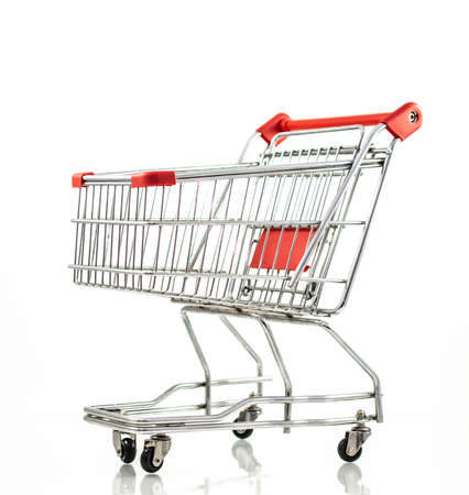 shopping cart isolated on white backgroundの写真素材