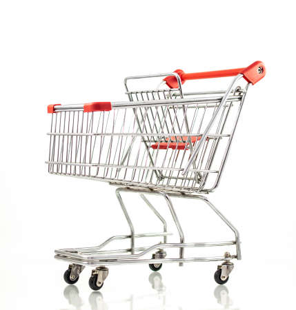 shopping cart isolated on white backgroundの写真素材