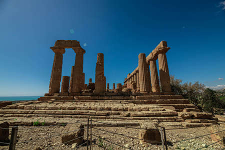 greek temple in Agrigento Sicilyの写真素材