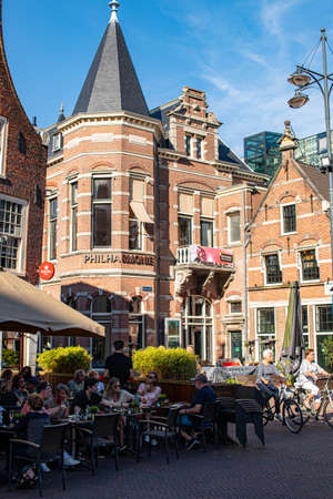 Haarlem old town in Holland Netherlandsのeditorial素材