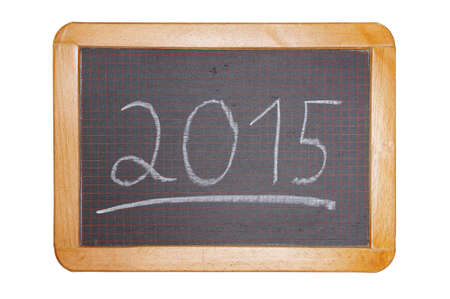 2015 with underline on chalkboard cut outの写真素材