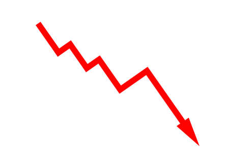 red diagram downwards の写真素材