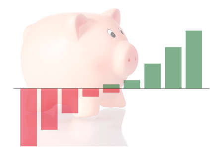 bar diagram and piggy bankの写真素材