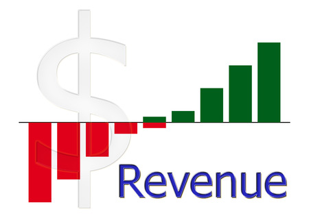 bar diagram revenue and dollar symbolの写真素材